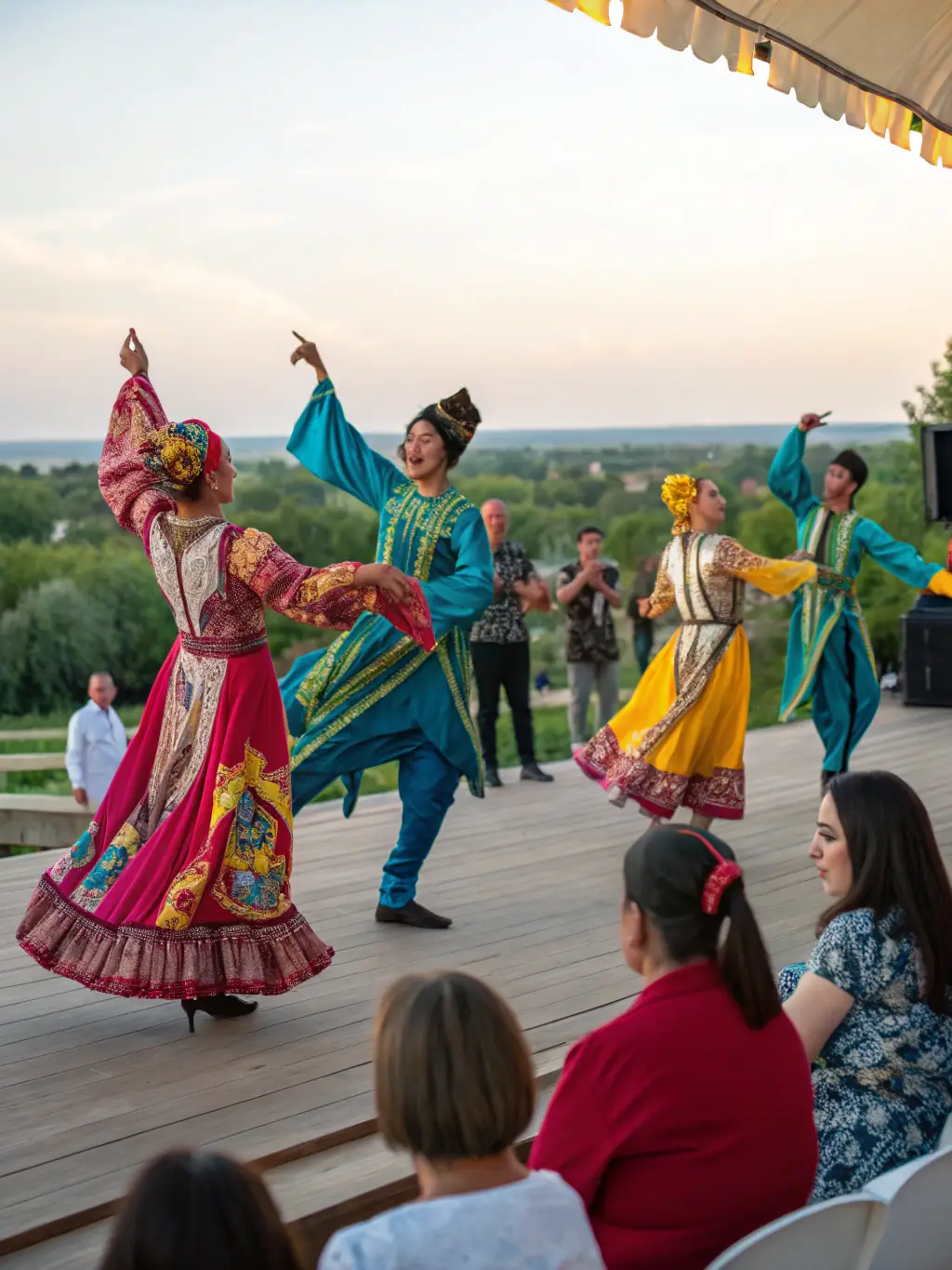 A colorful image of a cultural event organized by American Beach La Rochelle, featuring traditional dance performances and local crafts, highlighting the region's rich heritage.
